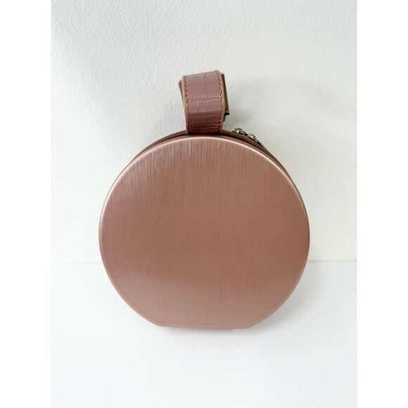 Calpak Luggage Rose Gold Round Baye Mini Hat Box Makeup Travel Case Bag - Picture 3 of 6